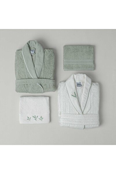 Linens Sage Pamuk 4'lü S/M- L/XL Bornoz Seti