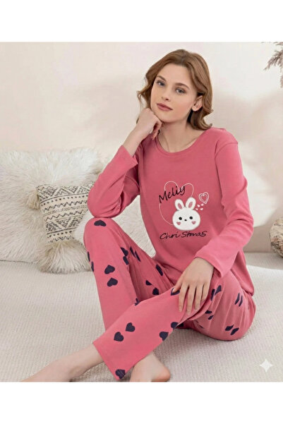 ALFA AKSESUAR 03 0353 women's long sleeve combed cotton pajama set