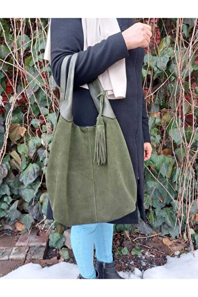 HBS Genuine Leather Khaki Green Shoulder Bag
