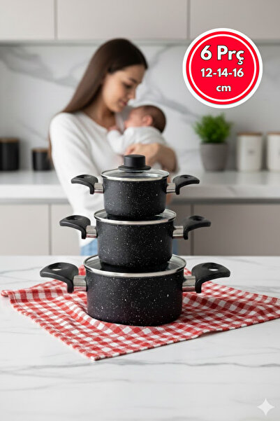 VENETTO Mini Granite Cookware Set 12-14-16 cm