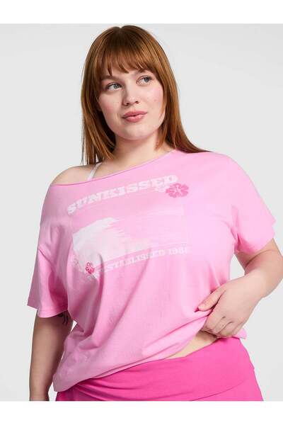 PİNK Kampüs Omzu Açık Tişört