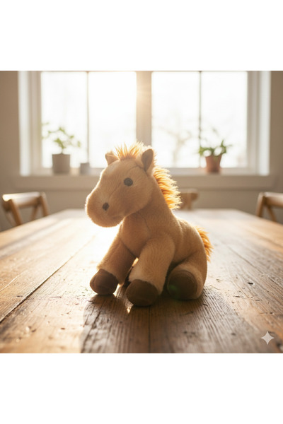 Olomo 23 cm Peluş Oturan At – Yumuşak Çocuk Oyuncağı – Çiftlik Hayvanı Figürl...