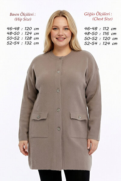 Laden Knitwear Women's Plus Size Angora Soft Thick Mother Winter Mink Cardigan
