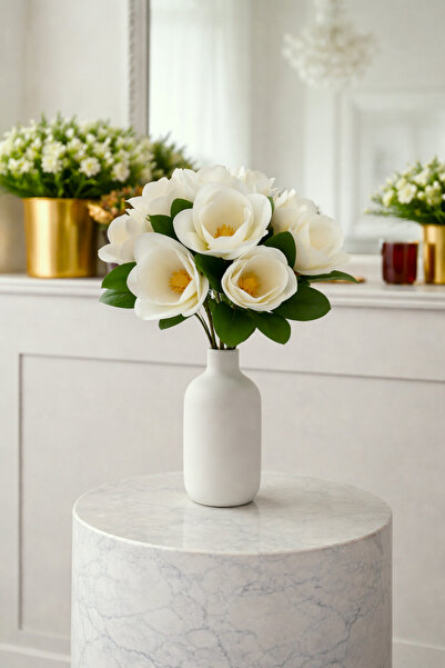 Madame Nazar Premium Gerçekçi Manolya Islak Dokulu Yapay Çiçek Demeti – 1 Dem...