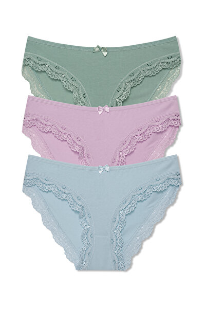 HNX 3 részes Sur Lace részletes pamut női bugyi