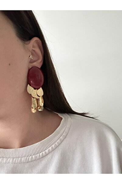 Charmist Akrilik Püsküllü Oval Küpe