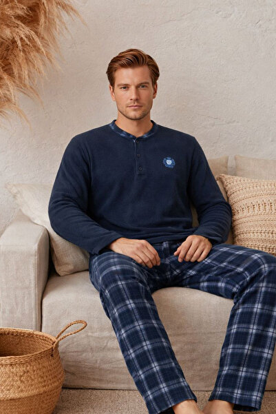 lacelove Σετ χειμωνιάτικης ζεστής ανδρικής πιτζάμα Fleece