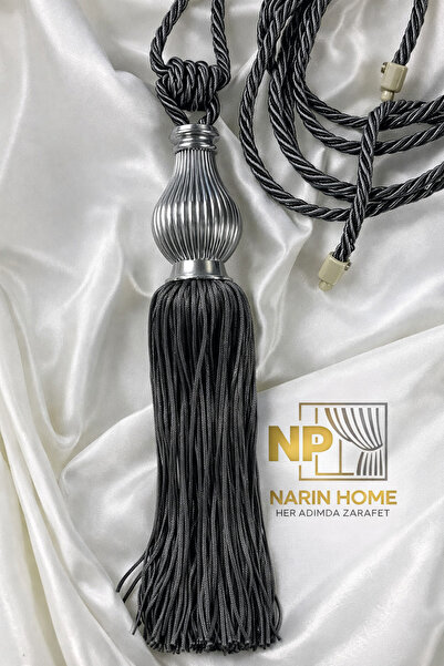NP Narin Home Çizgili K.Gri Gümüş Vazo Tavan Broçol ve orta süs Takımı  , NP Narin Home