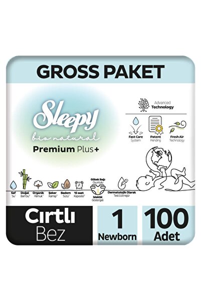 Sleepy Bio Natural Premium Plus Gross Paket Bebek Bezi 1 Numara Newborn 100 Adet