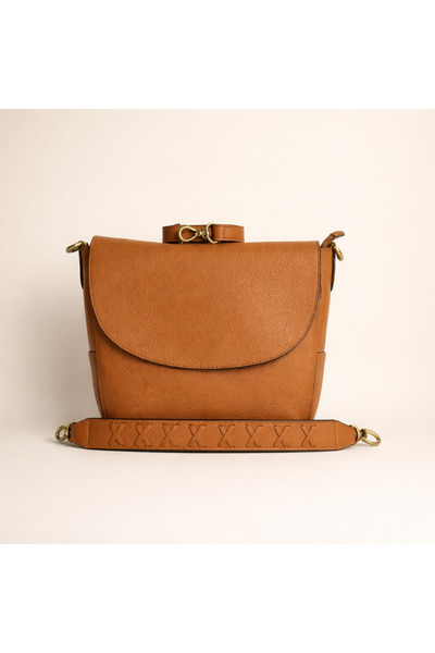 HBS Kadın Hakiki Deri Kilitli Kapaklı Fermuarlı Omuz Çantası