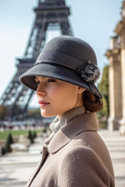 LAGRANZE KADIN DEVE TÜYÜ KEÇE BUCKET ŞAPKA