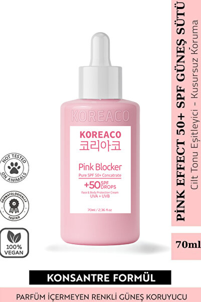 KOREACO Blocker Pink %100 SPF 50+ Ton Eşitleyici Yüksek UVB+UVA Korumalı Güne...