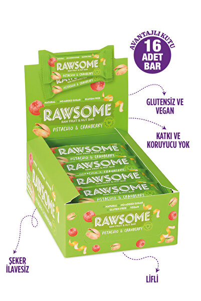 Rawsome 16 قطعة نباتية خالية من الغلوتين مع الفستق والكرونة 40 جرام