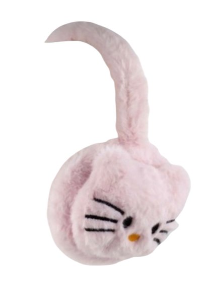 SHEKER HOME Girl's Plush Headphones with Kitten Figure - Light Pink