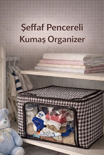 NOY Dolap Düzenleyici Kazayağı Desenli | Çelik Destekli | Fermuarlı Pencereli...