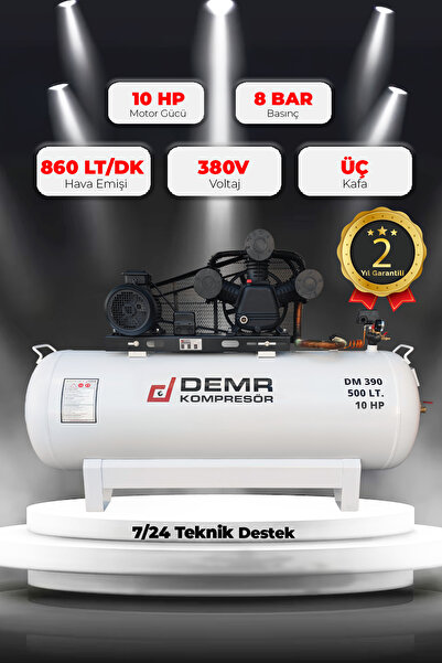 Demr Kompresör Hava Kompresörü Pistonlu 500 Lt 3 Kafa 8 Bar 10 Hp IDM390