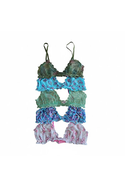 BONBON Kadın Transparan Tül Fırfırlı Balensiz Desteksiz 5'li Paket Sütyen BB2124