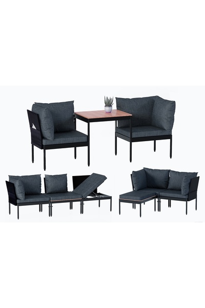 Vivense LİMNİ HOME MİNİ MULTİLOUNGE BAHÇE BALKON KOLTUĞU, SİYAH