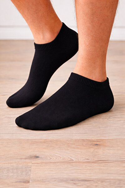 SABY Unisex Siyah Ekonomik 5'li Pamuklu Kısa Rahat Terletmeyen Günlük Patik Ç...