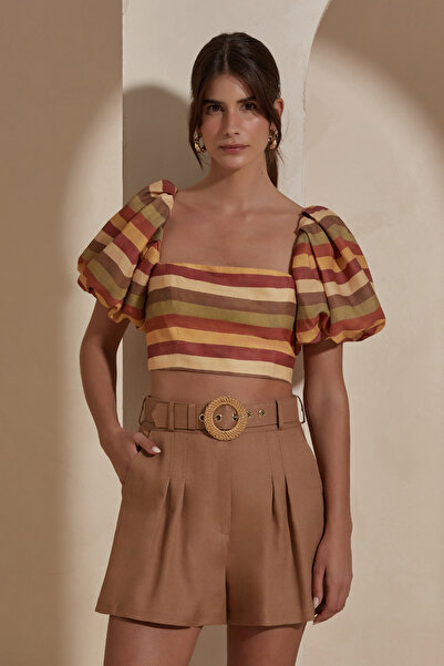 Dahlia Bianca Kimberly Keten Bluz