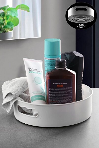 Evalins Spino 360 Derece Dönen Organizer Tepsi - Banyo ve Buzdolabı Düzenleyici