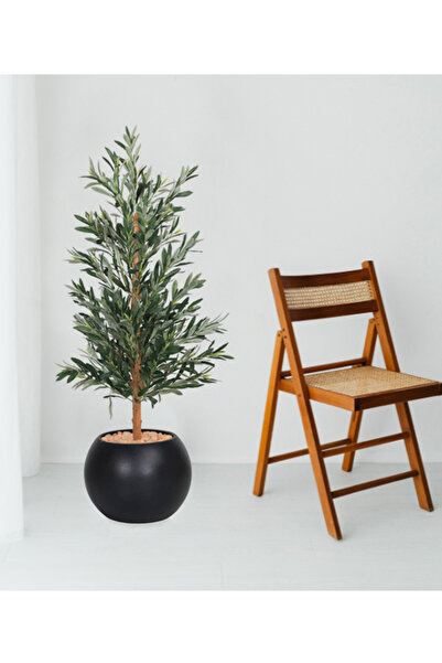 DRAMA HOME شجرة زيتون صناعية بطول 130 سم مع حوض دائري أنيق — تصميم واقعي فاخر للديكور الداخلي