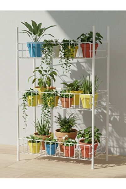 Emkatex 3 Katlı Saksılık, Çiçeklik, Dekoratif Raf, Düzenleyici