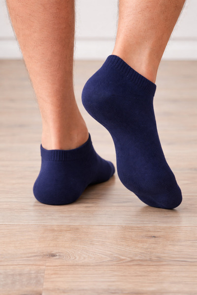 SABY Navy Blue Booties Socks Economical 5-Piece Cotton Short Comfortable Non-Sweating Daily Sports Socks