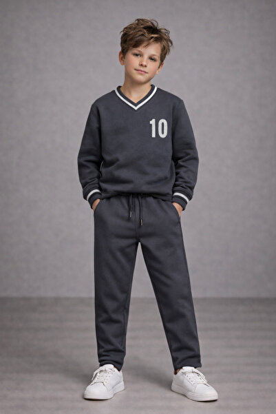 mumuko Erkek Çocuk Füme Basic Jogger Pantolon %100 Pamuk