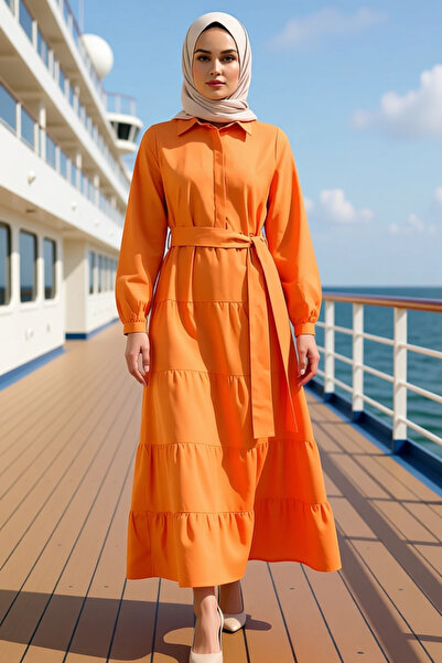 BENERLY Women's Collar Standard Sleeve Buttoned Maxi Dress Functional Durable...