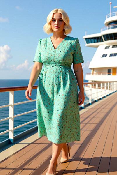 BENERLY Rochie de damă cu decolteu în V, mânecă scurtă, în formă de A, midi, ...