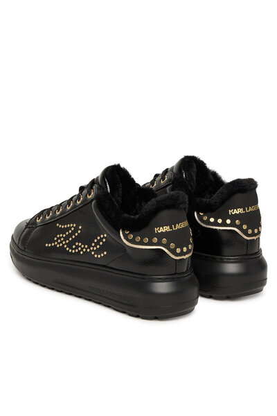 Karl Lagerfeld sneakers for woman Black Textured Lthr W/Gold