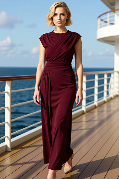 BENERLY Γυναικείο φόρεμα με λαιμόκοψη ποδηλάτου, αμάνικο, πλεκτό, μάξι φόρεμα...