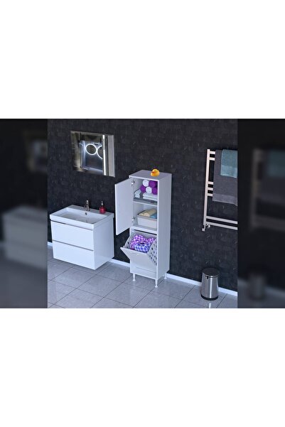 Vivense İlkim Alt Modül Sepet Üst Modül Kapak Banyo Dolabı, 45 Cm