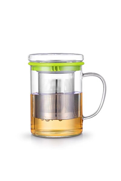 cc bin shihon كوب زجاج مع فلتر سعة 300 ملي كوب شاي زجاج مع مصفى استيل