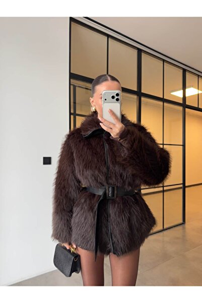 BB Bensu Buyruk Leather Belted Fur Coat