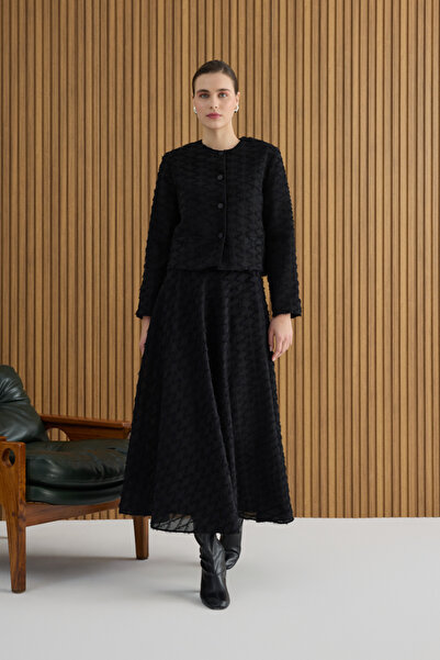 Aker Siyah Püskül Dokulu Viscon Etek