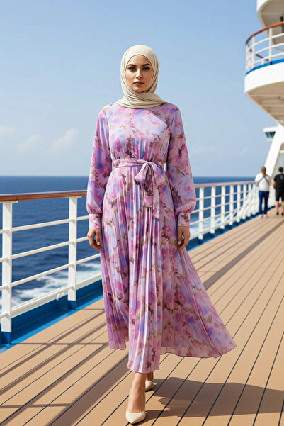 BENERLY Women's Crew Neck False Sleeve Long Sleeve Chiffon Woven A-Line Fit D...