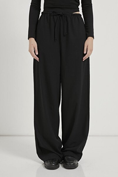 HYWONA Women's Elastic Waist Tied Palazzo Loose Fit Trousers