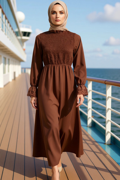 BENERLY Rochie țesută pentru femei, cu guler înalt, mâneci strânse, model sim...