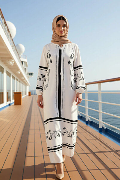 BENERLY Women's V-Neck Low Sleeve Long Sleeve a Line Woven Dress Floral Patte...