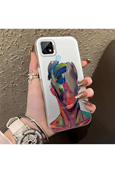 Hontinga حافظة متوافقة مع هاتف Realme C21، حافظة هاتف صلبة مضادة للسقوط، فنية