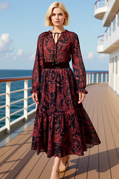 BENERLY Women's Raglan Sleeve Keyhole Neckline A-Line Fit Long Sleeve Maxi Wo...