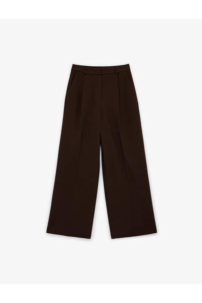 Koton Wide Leg High Waist Pleated with Pockets Palazzo Pants