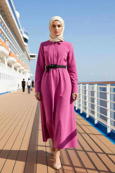 BENERLY Women's Shirt Collar Long Sleeve Woven Dress A-Line Fit Functional St...