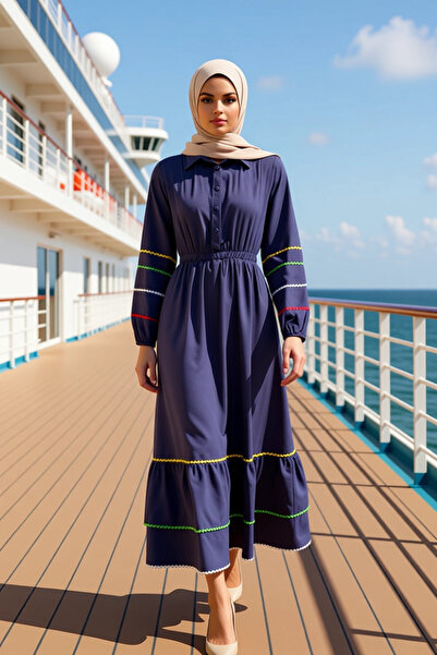 BENERLY Women Shirt Collar Standard Sleeve Maxi Dress Functional Durable Stylish