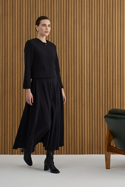 Aker Fusta neagră plisată din bumbac