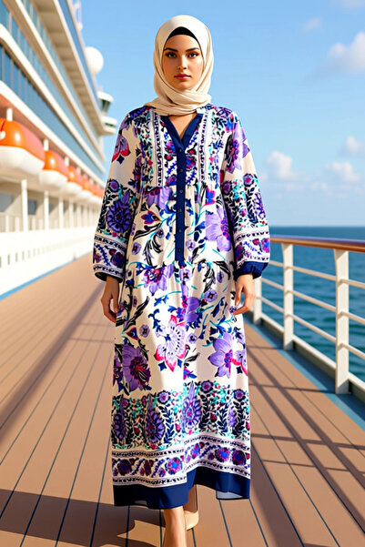 BENERLY Rochie maxi cu mâneci raglan și guler pentru femei, țesută, de calita...