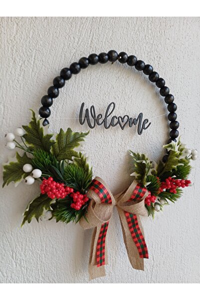 Okaliptus Tasarım Black Wooden Bead Kokina Door Decor Front Door Ornament