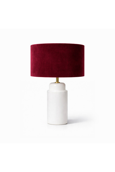 Mivera Maison DEKORATİF KADİFE KUMAŞ KAPLAMA ABAJUR BAŞLIĞI,SERAMİK GÖVDE ABAJUR